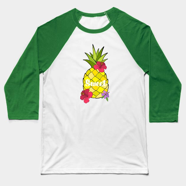 Sweet Pineapple Baseball T-Shirt by KateVegaVisuarts